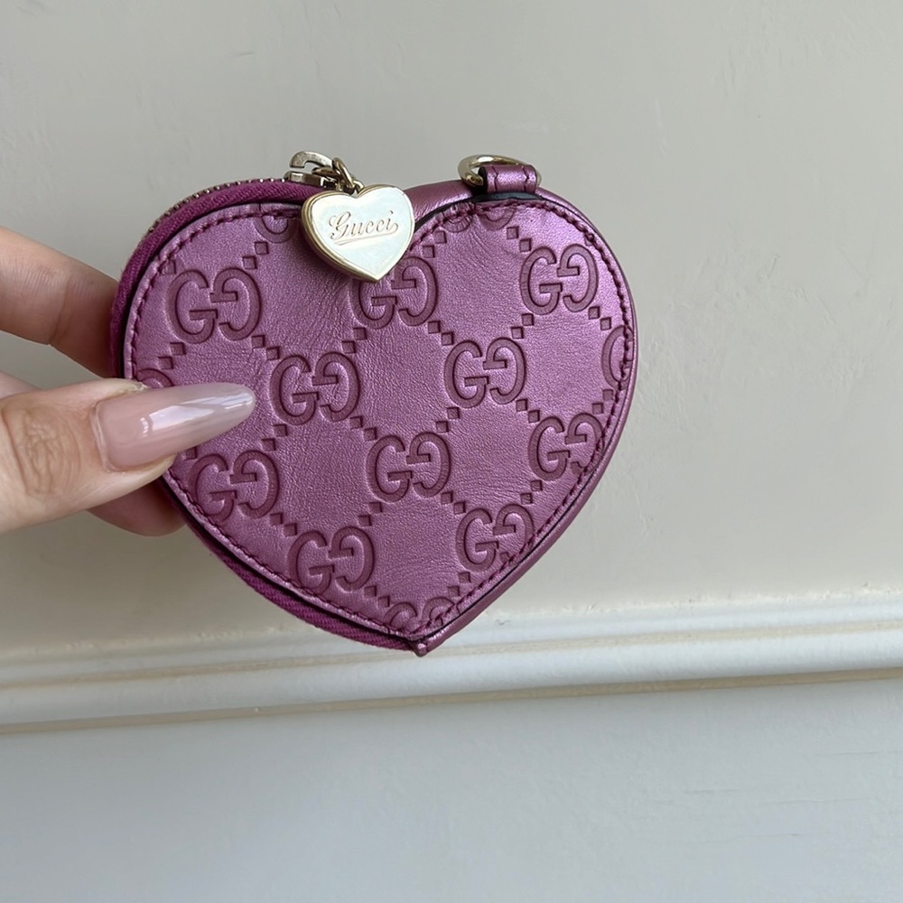 Pink Gucci heart coin purse